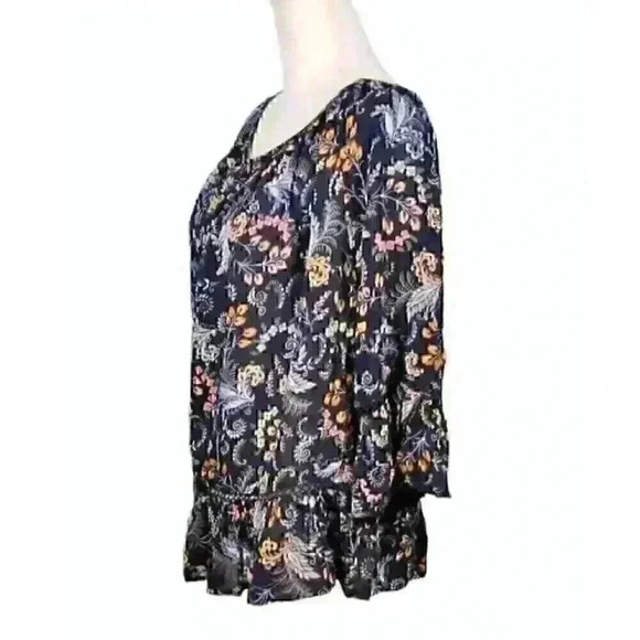 BLACK TUNIC Top ON or OFF SHOULDER Ruffle Hem and Cuff Lightweight size 1x XL - Picture 8 of 11